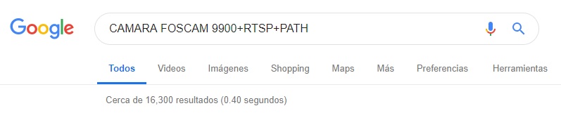 Búsqueda de especificaciones de cámara