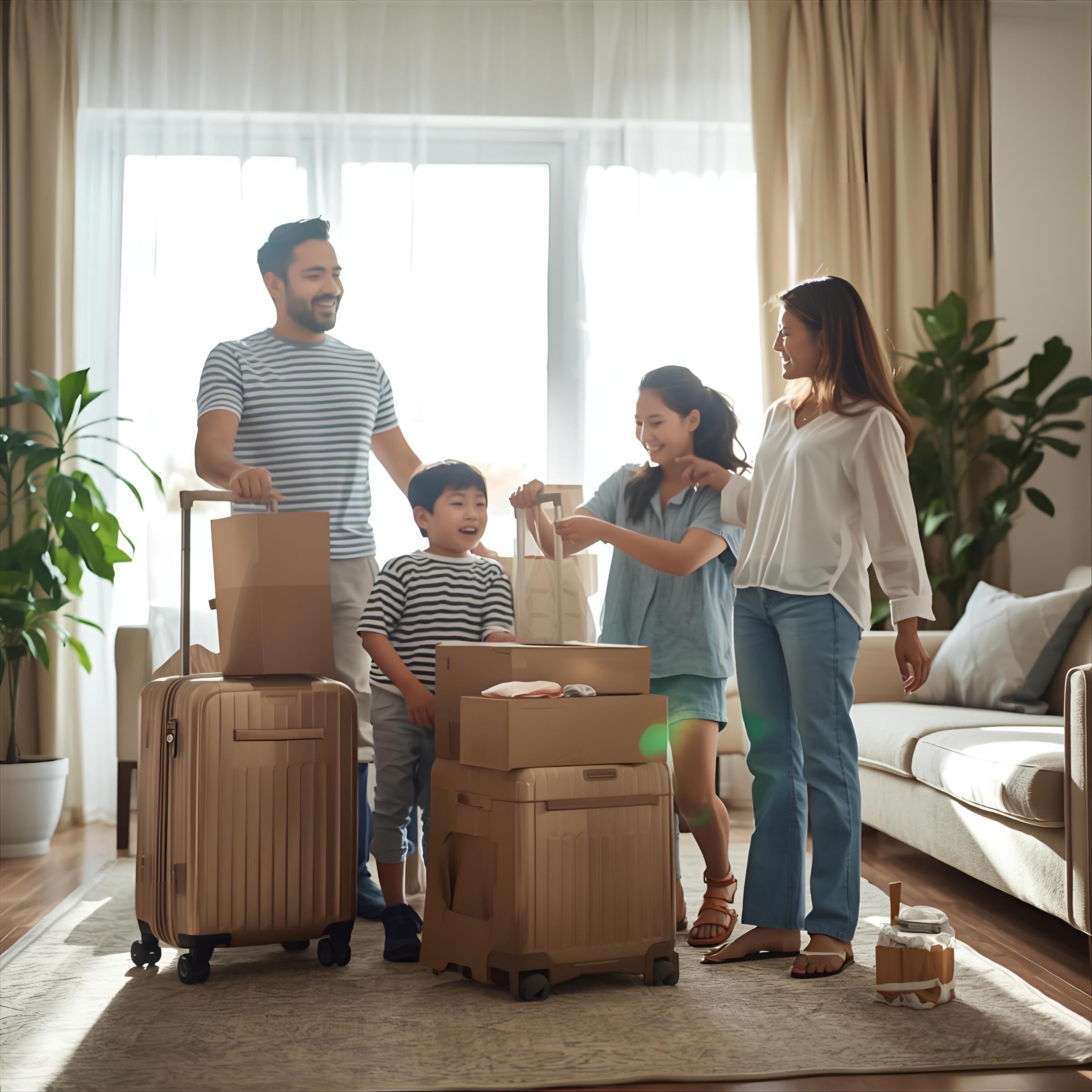 uan familia preparandose para irse de vacaciones