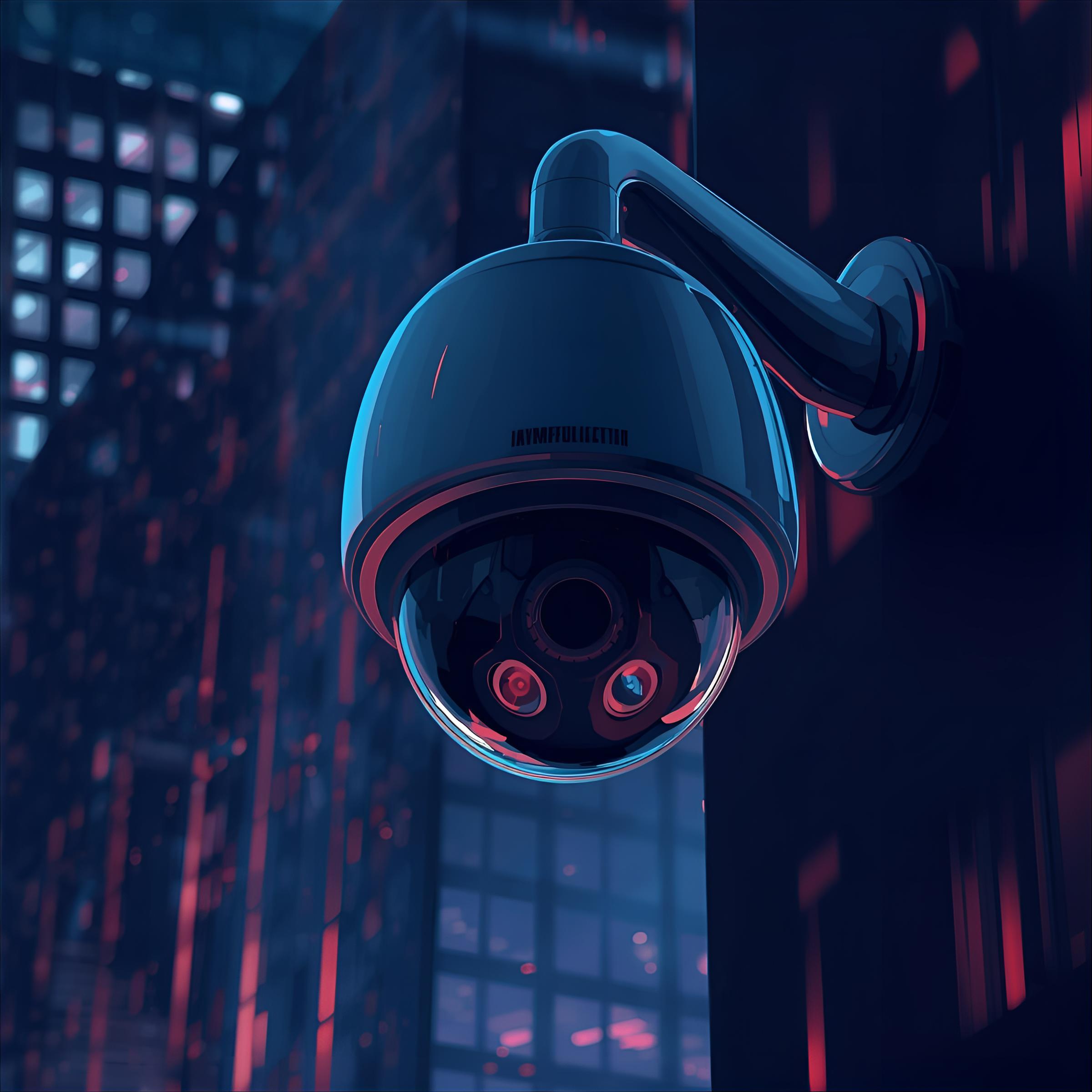 una camara de seguridad a la noche tipo domo