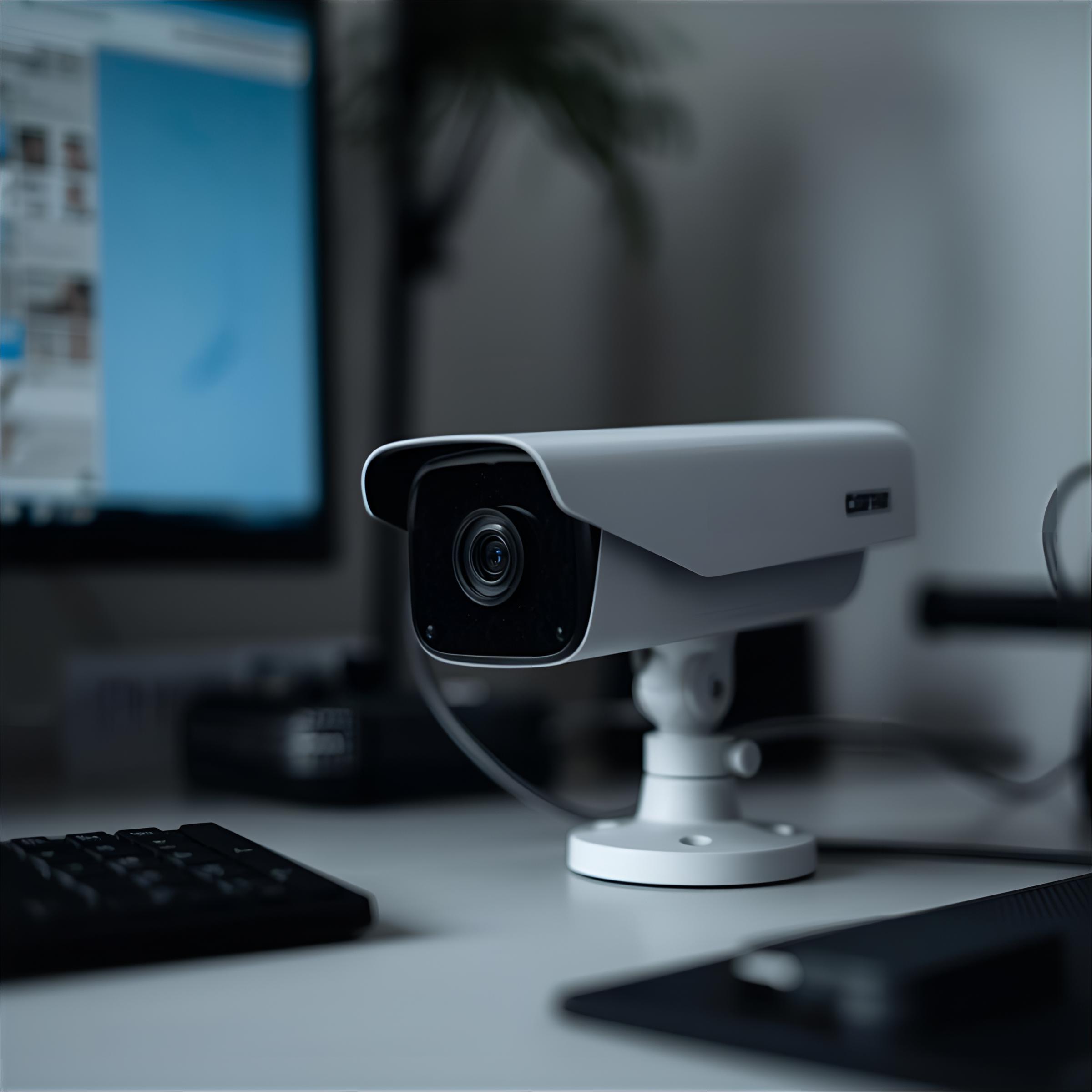 una camara de seguridad aobre un escritorio
