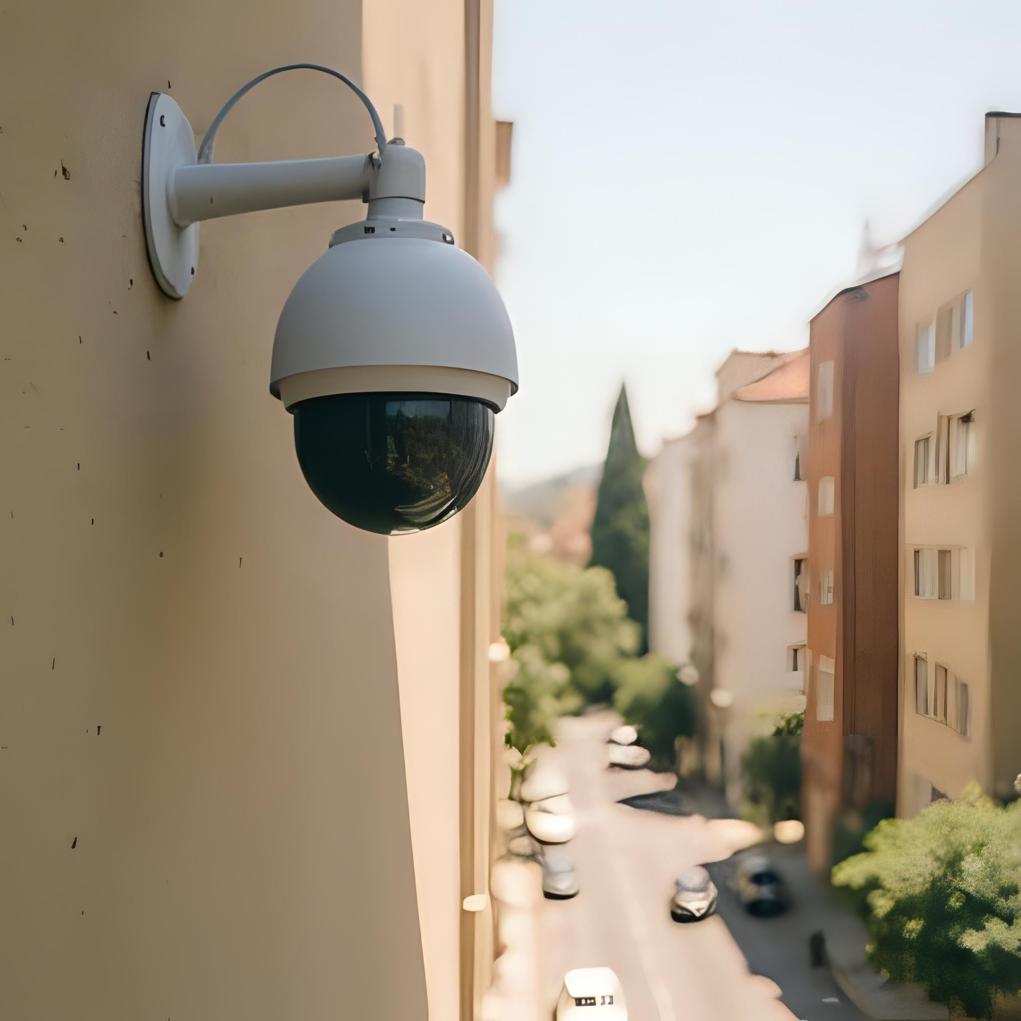 una camara de seguridad cableada hasta un router de internet