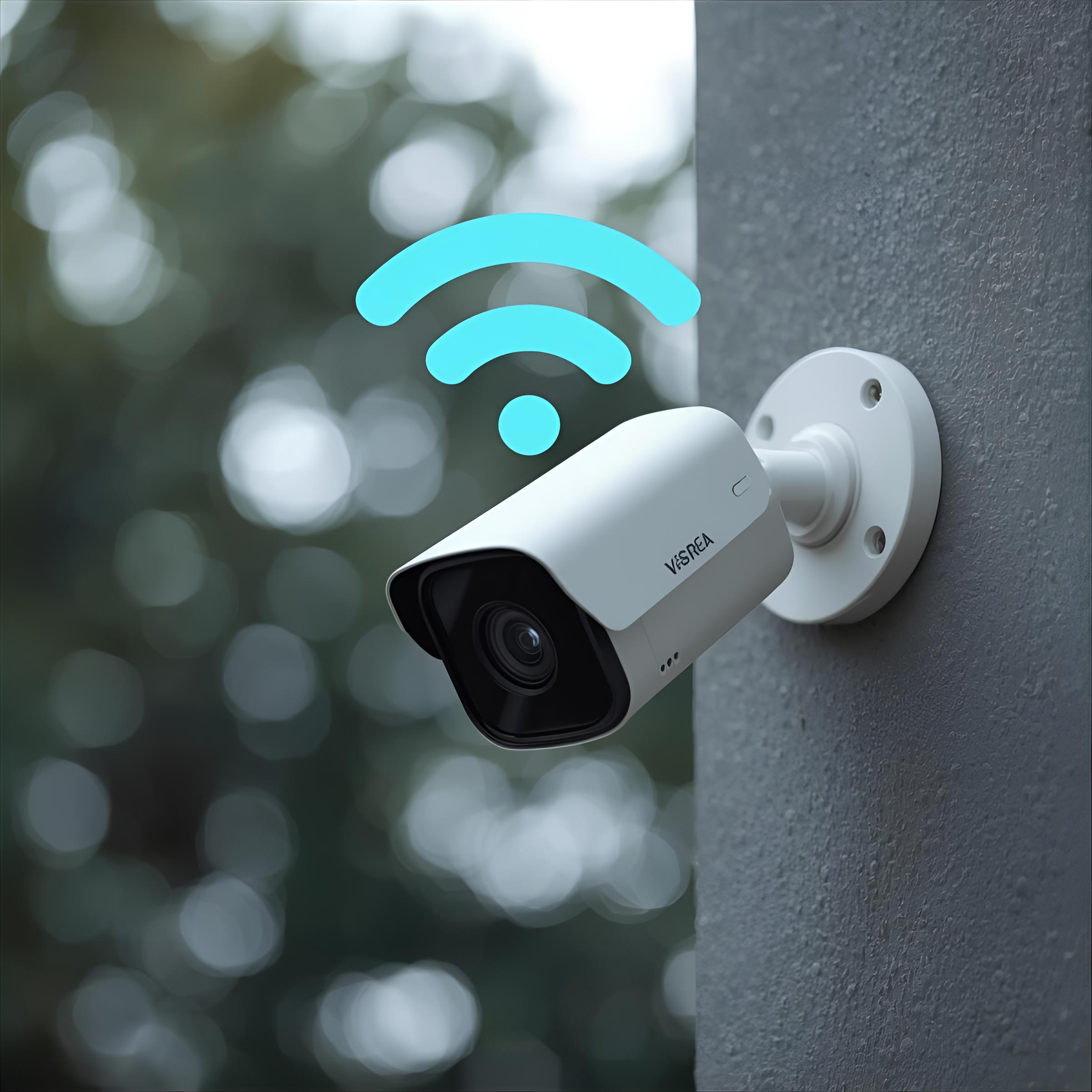 una camara de seguridad emitiendo señal wifi